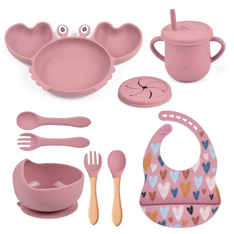 9Pcs Baby Silicone Feeding set - MONLANE