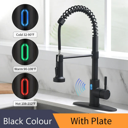 Touchless LED Light Kitchen Sink Faucet