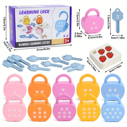 10 Set Apple Locks Keys Cards Math Toy