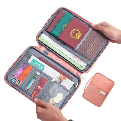 Waterproof family passport holder with zip closure