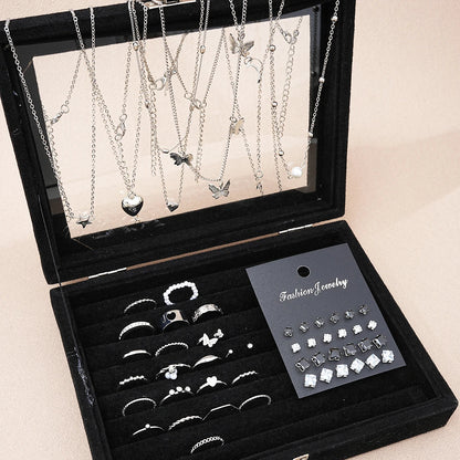 51-piece silver-tone butterfly & pearl jewelry set
