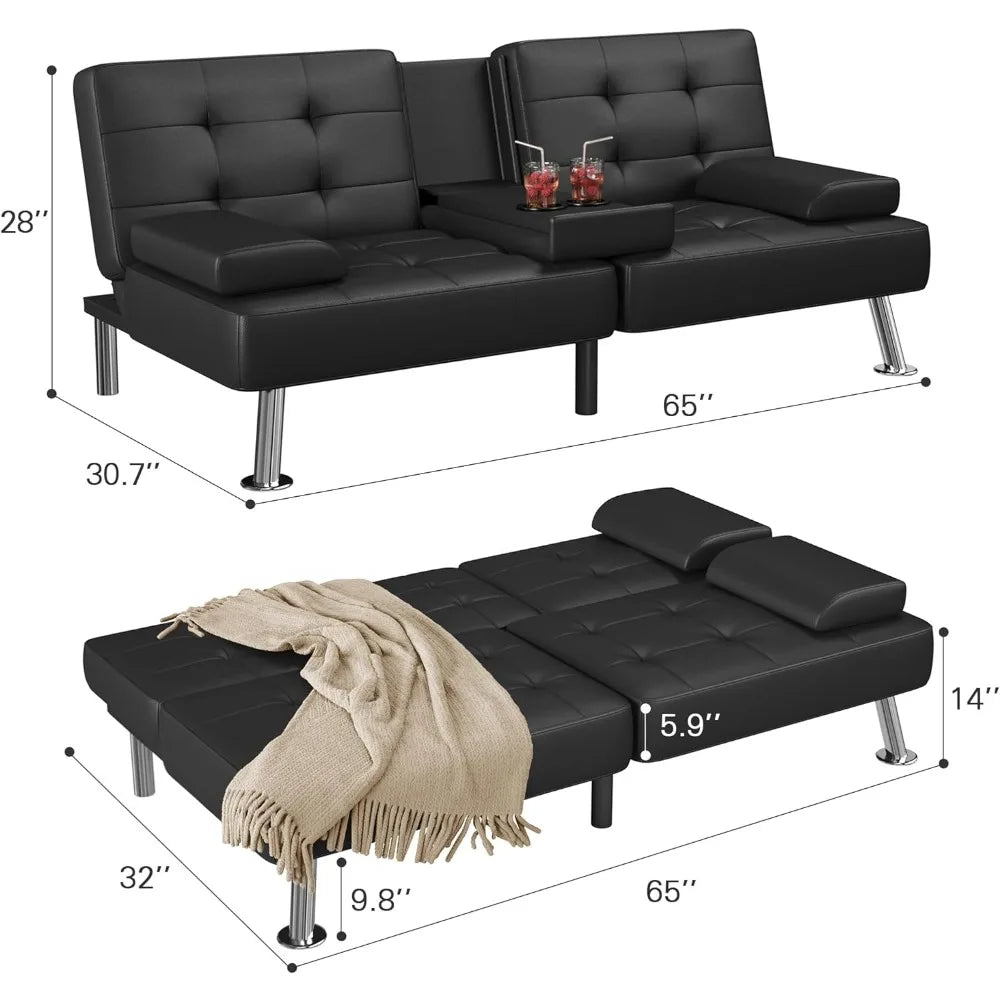 Modern Faux Leather Sofa Bed