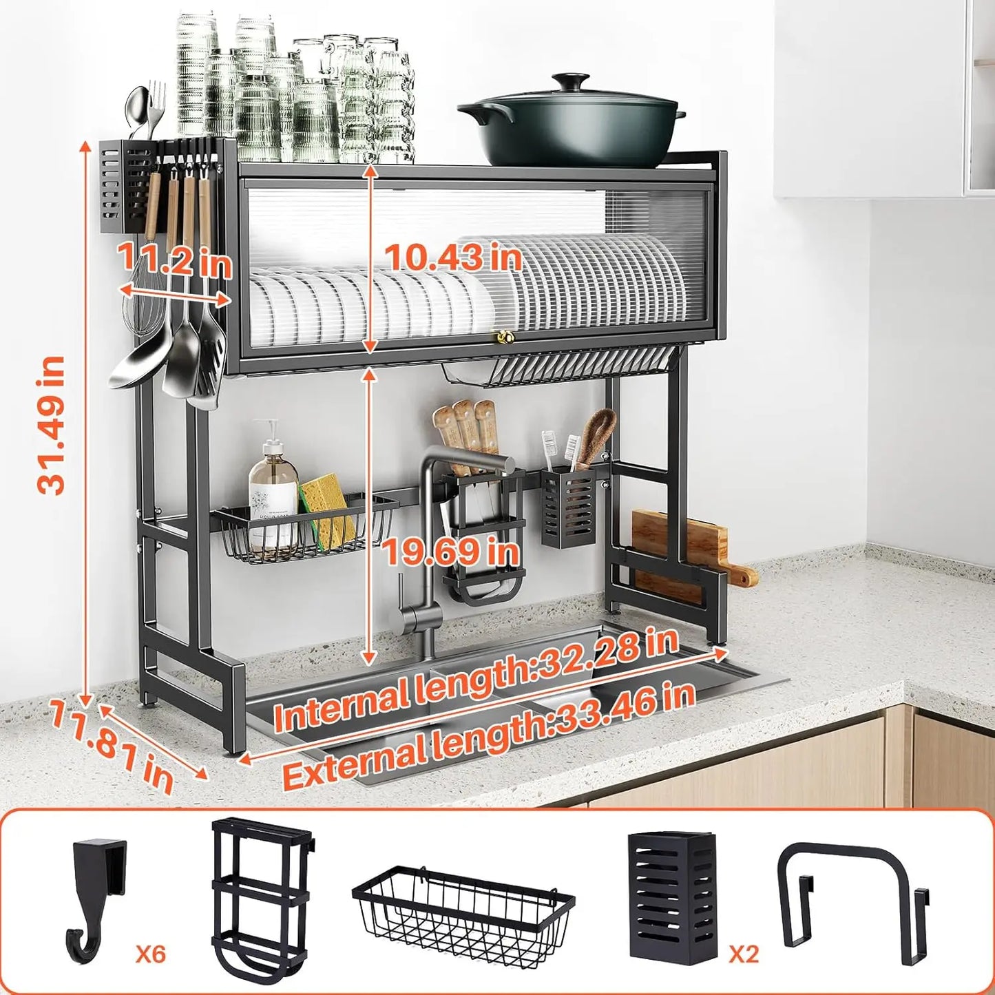 Over The Sink Dish Drainer Drying Rack