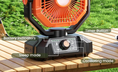 Rechargeable camping fan with LED lantern, view 8