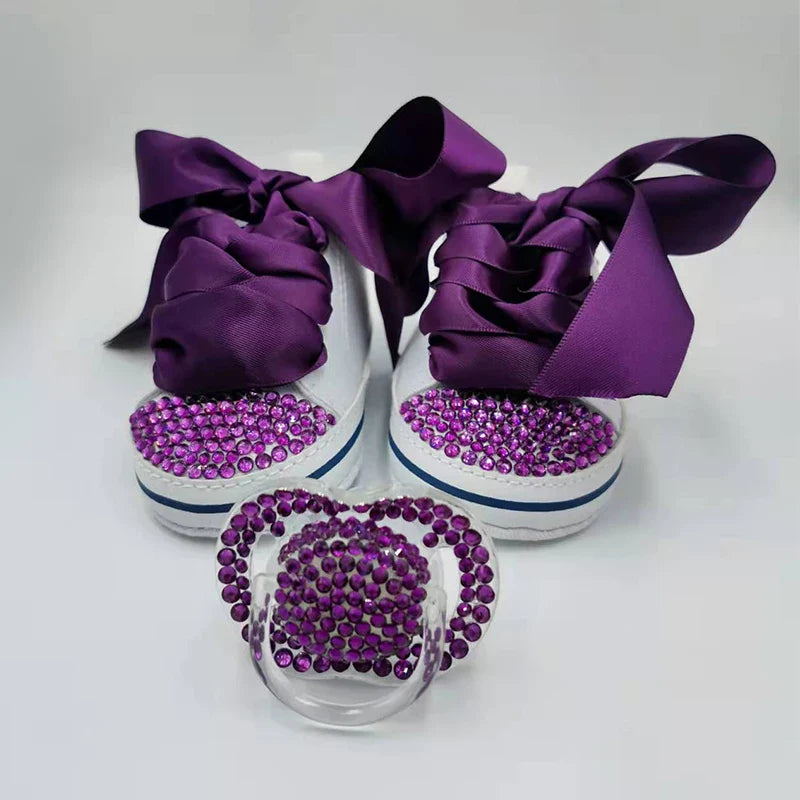 Diamond Baby Shoes Pacifier Set