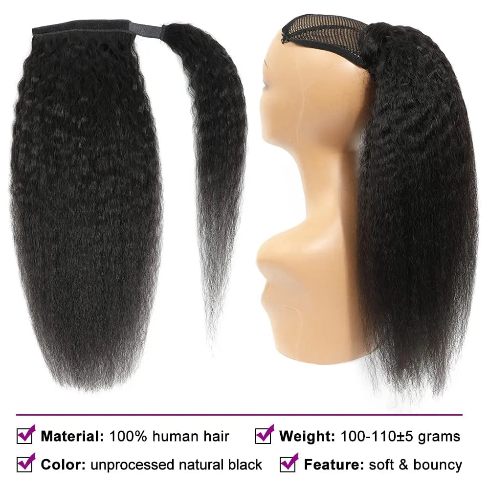 Kinky Straight Ponytail Human Hair Extension