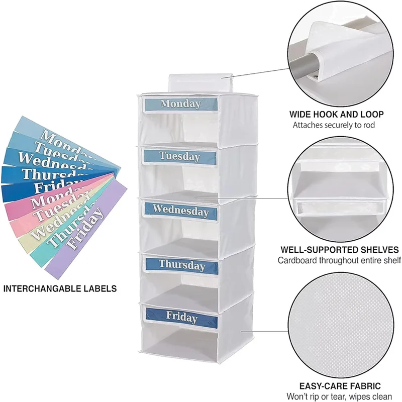 5 Side Pockets-Weekly Clothes Organizer