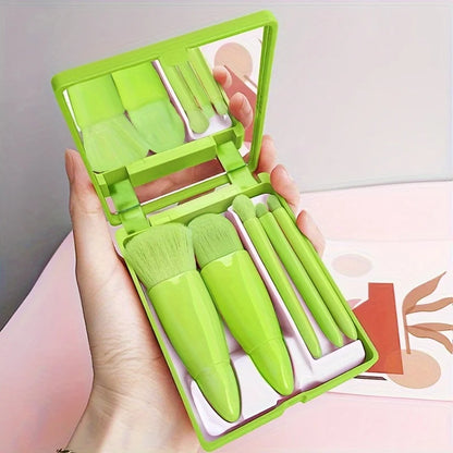 5Pcs Portable Makeup Brush Set With Mirror