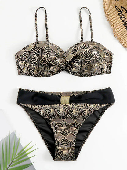 Metallic Stitch Push Up Bikini