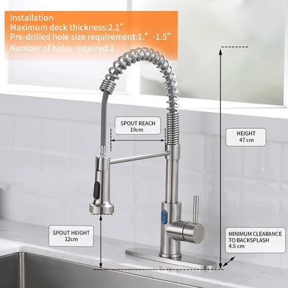 Touchless LED Light Kitchen Sink Faucet