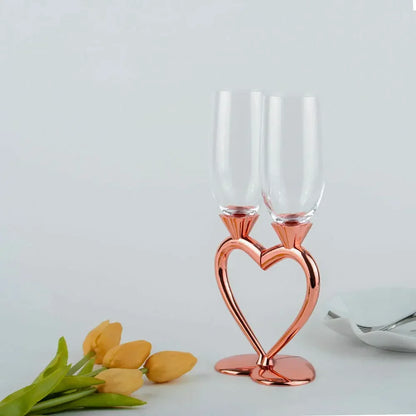 2pcs Heart-shaped Crystal Champagne Glasses Set