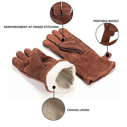 14-Inch Heat-Resistant Leather Welding Gloves