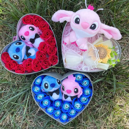 Anime Stitch Plush Doll Stuffed Animals Heart Gift Box