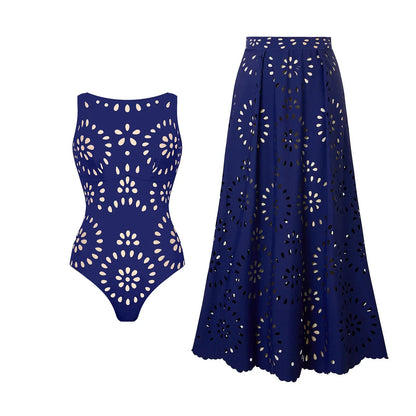 2Pcs Laser Cut Swimsuit