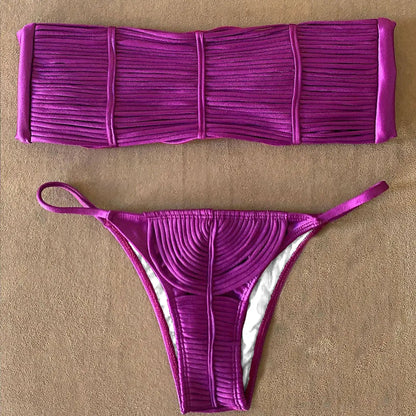 Ruched Triangle Brazilian Bikini in 13 Colors