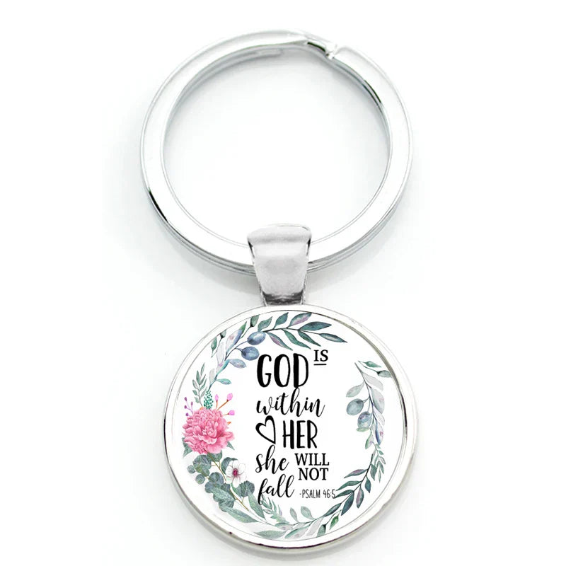 Keychain With Printed Bible Quote
