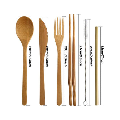 Bamboo Travel Cutlery Set with Carrying Case