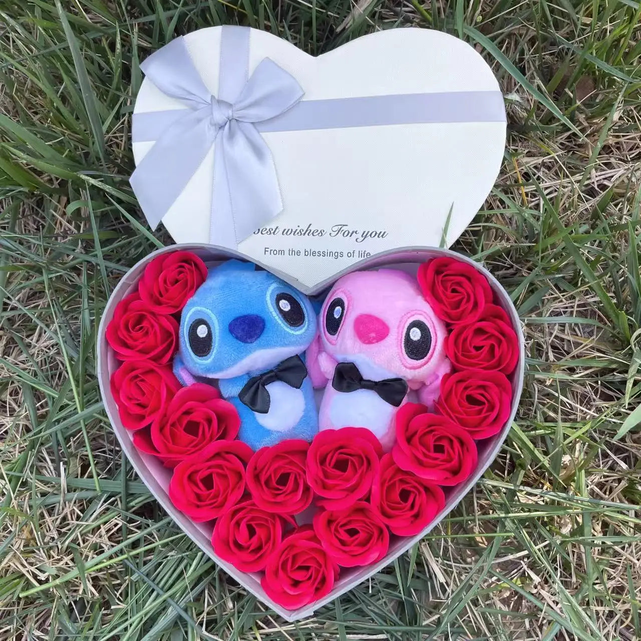 Anime Stitch Plush Doll Stuffed Animals Heart Gift Box