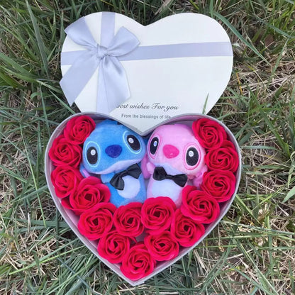 Anime Stitch Plush Doll Stuffed Animals Heart Gift Box