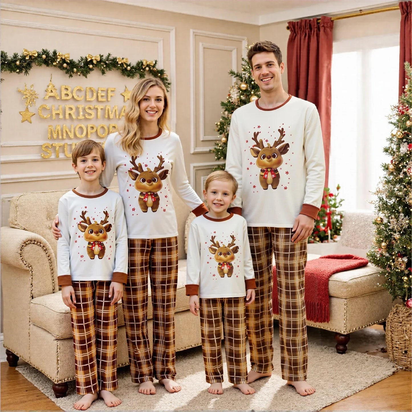 Elk Print Family Pajamas Matching Sets