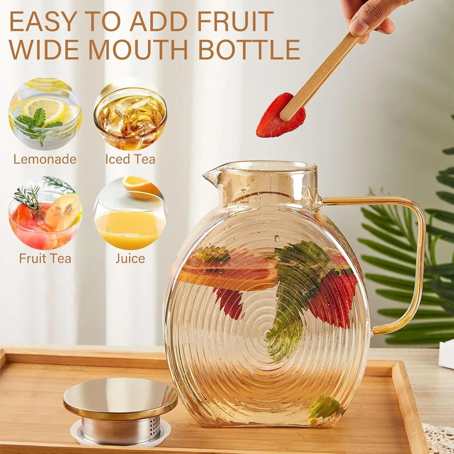 Snail Glass Pitcher 2.5L 84oz Large Iced Tea Pitcher