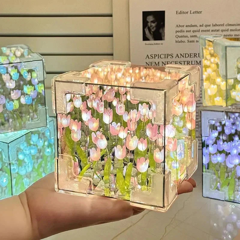 DIY Tulip Flower Cube Night Light