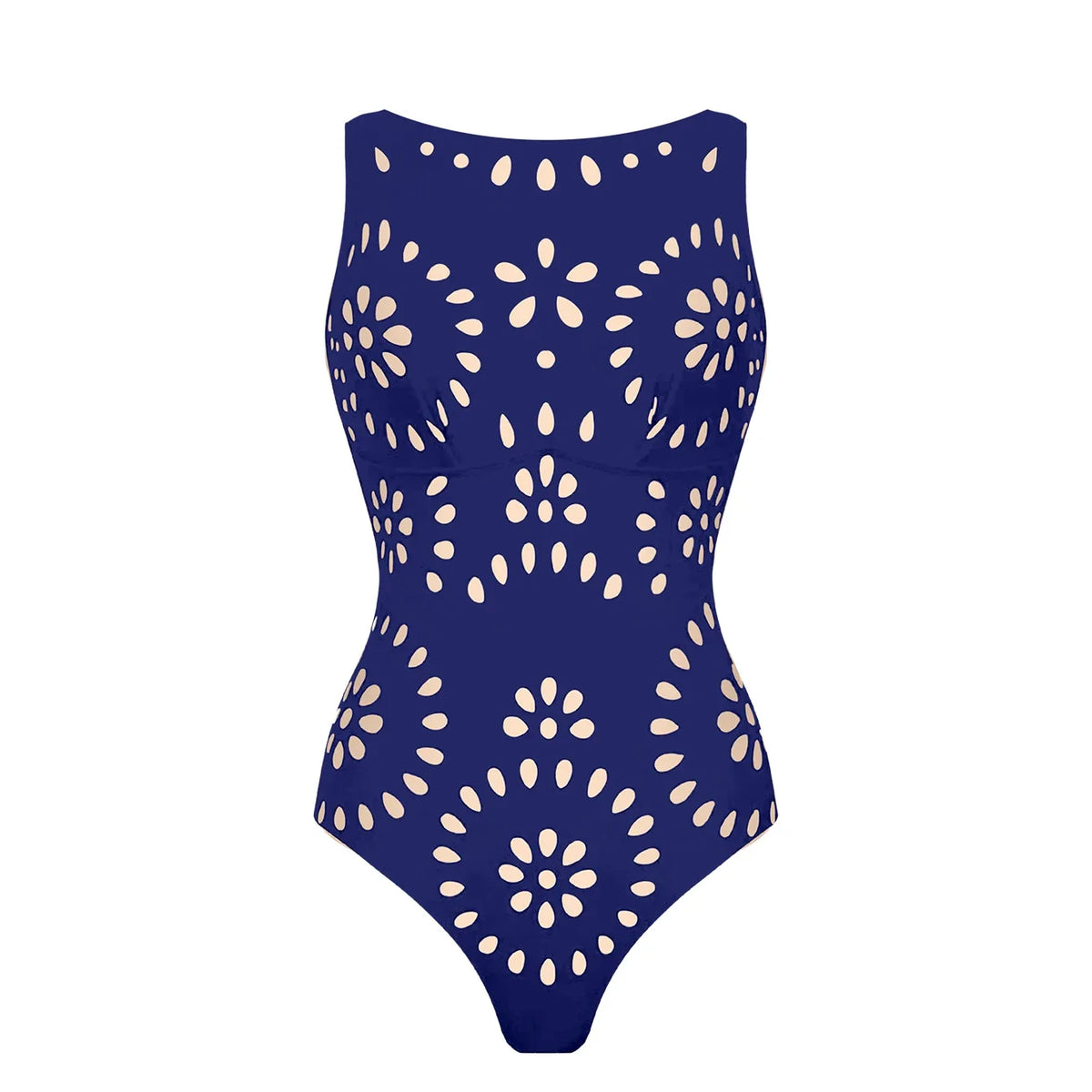 Laser-cut swimsuit and skirt, view 9