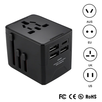 All-in-one travel plug for EU, UK, US and AUS sockets