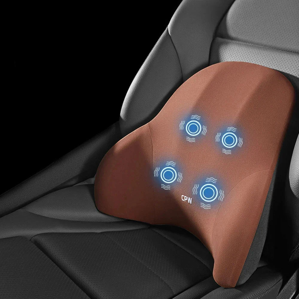 Relax on the go with our Car Massage Neck Pillow & Lumbar Support—vibrating comfort for your car or office to ease neck, back, and waist tension!