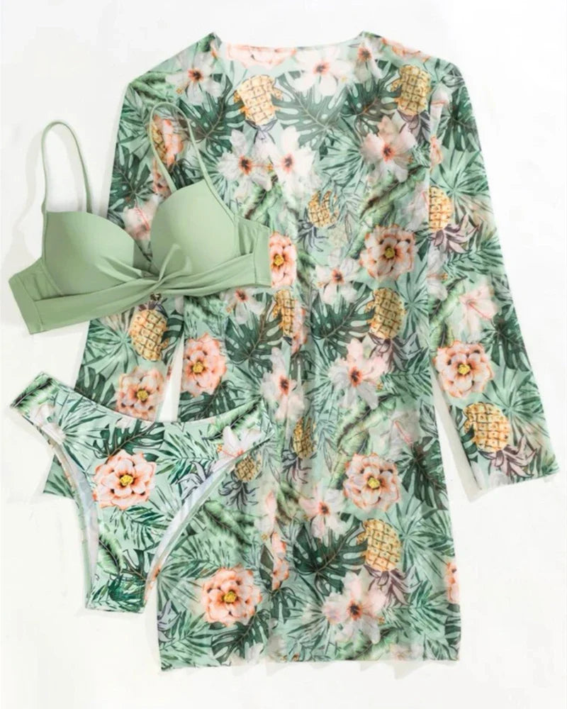 Floral Print Bikini Set Low Waist