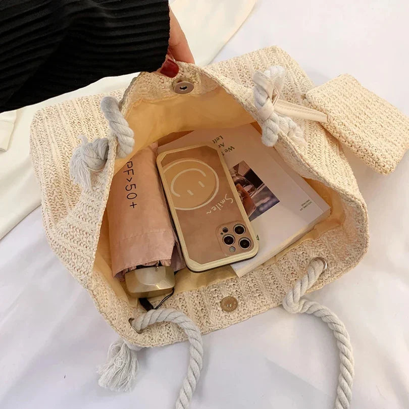 Large Capacity Straw Tote Bag