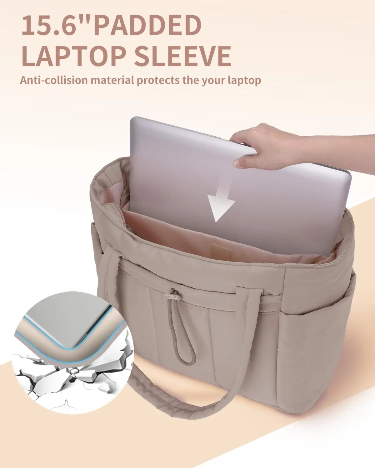 Tote with Cup Holder Laptop Compartment