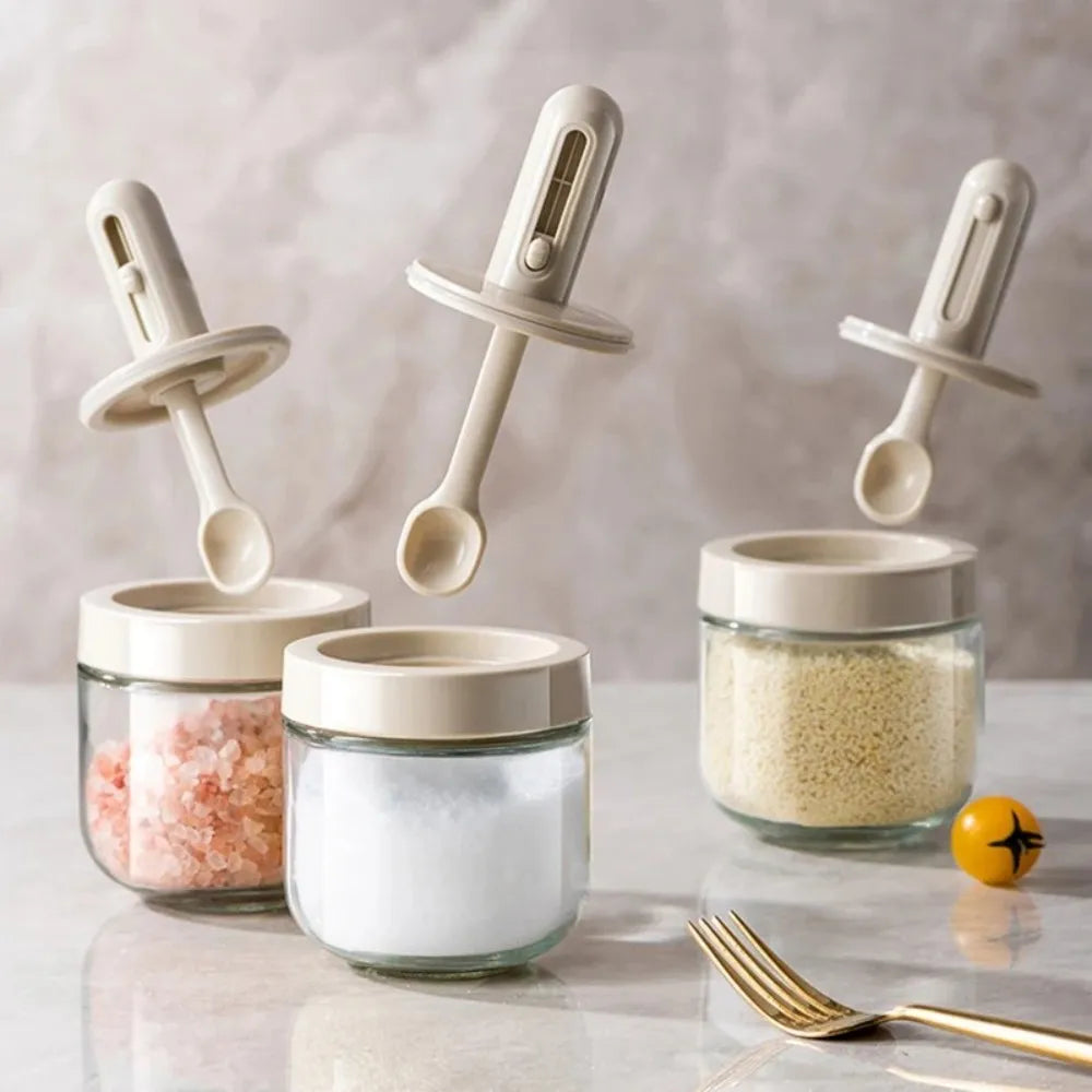 Glass Seasoning Bottle With Telescopic Spoon