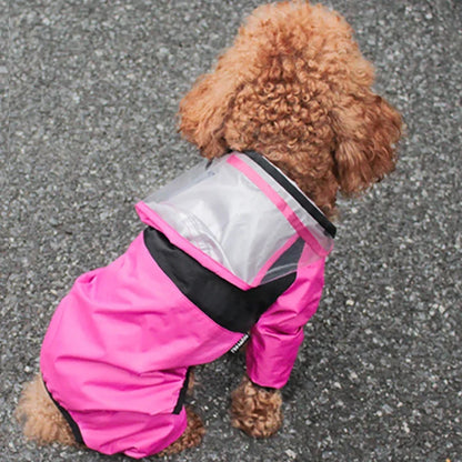 Transparent Hooded Waterproof Dog Raincoat