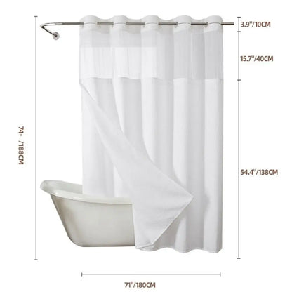 No Hook Shower Curtain with Snap-in Liner