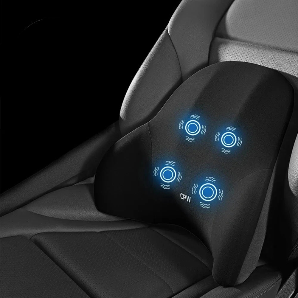 Relax on the go with our Car Massage Neck Pillow & Lumbar Support—vibrating comfort for your car or office to ease neck, back, and waist tension!