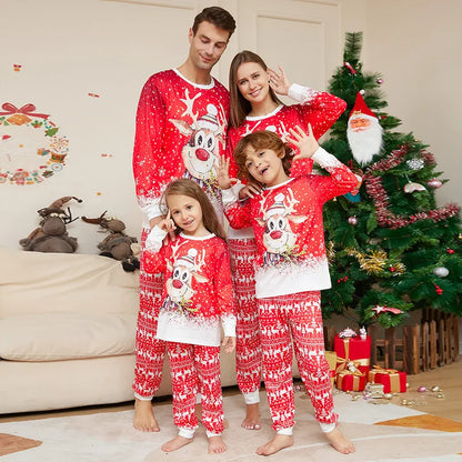 Reindeer Printed Xmas Family pajama Sets