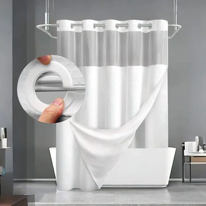 No Hook Shower Curtain with Snap-in Liner