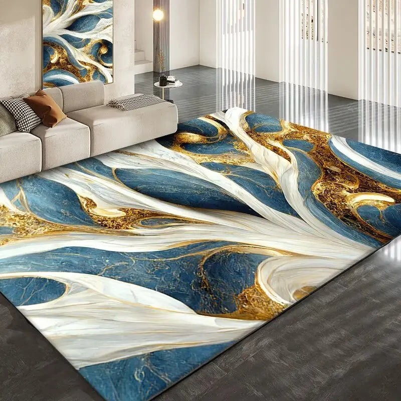 Luxury Golden Abstract marble Rugs