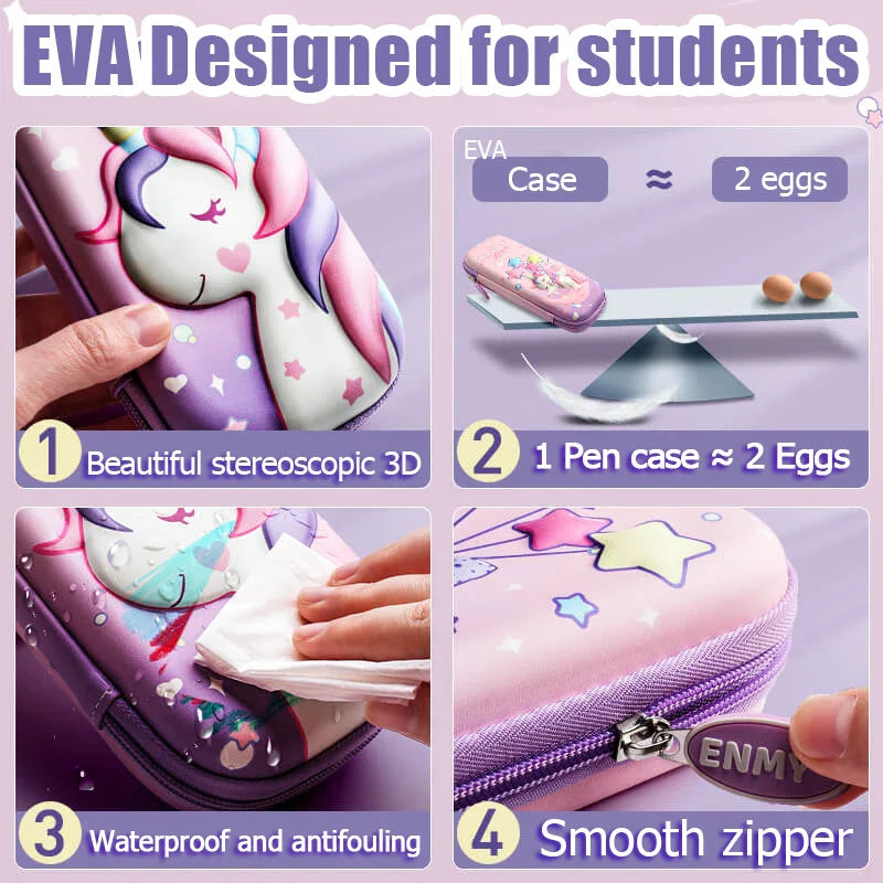 3D Large Capacity Unicorn Pencil Case