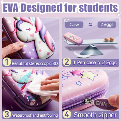 3D Large Capacity Unicorn Pencil Case