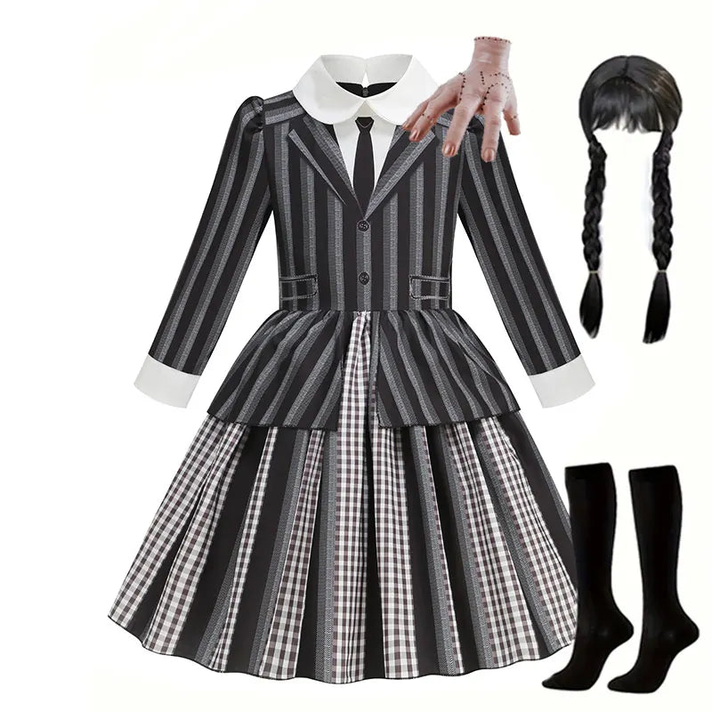 Addams Black Striped Dress Halloween Costume