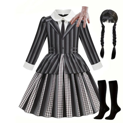 Addams Black Striped Dress Halloween Costume