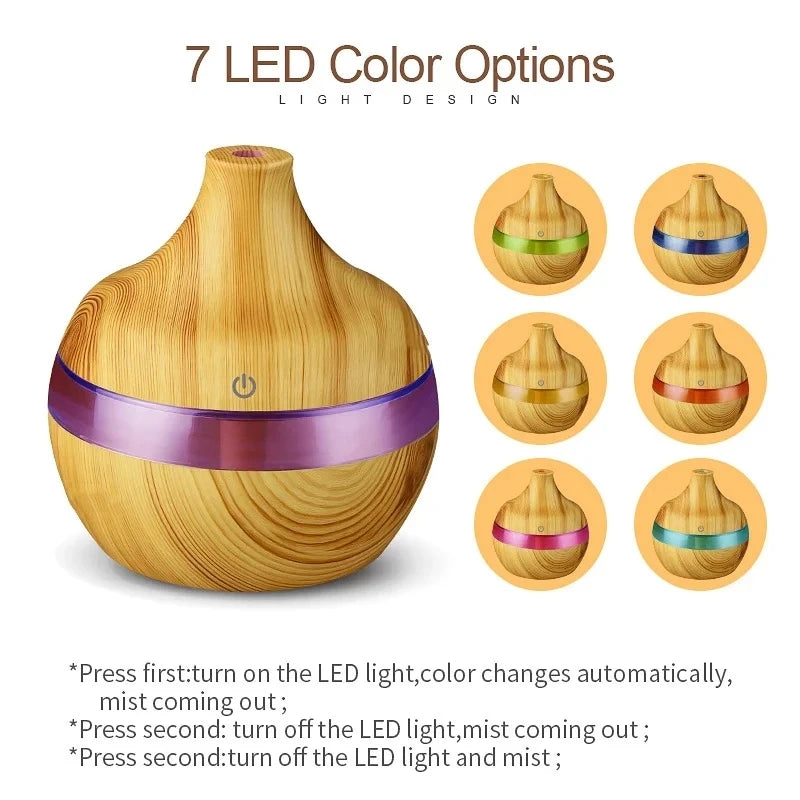 Humidifier Electric Aroma Air Diffuser Wood Ultrasonic