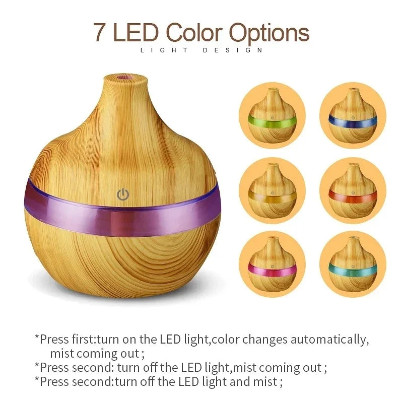 Humidifier Electric Aroma Air Diffuser Wood Ultrasonic