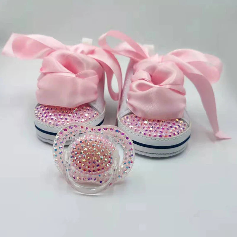 Diamond Baby Shoes Pacifier Set