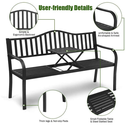 Outdoor Bench with Pullout Middle Table.