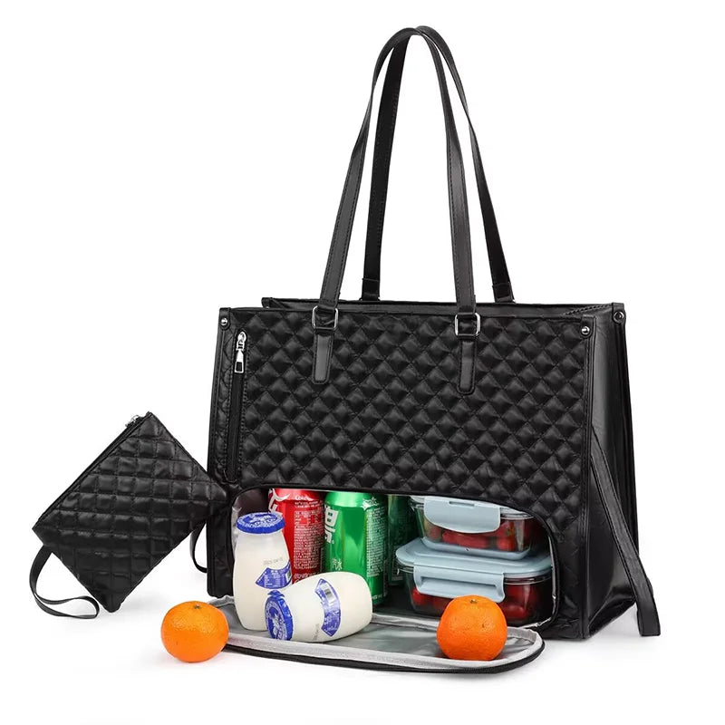 2-in-1 laptop tote with insulated lunch compartment
