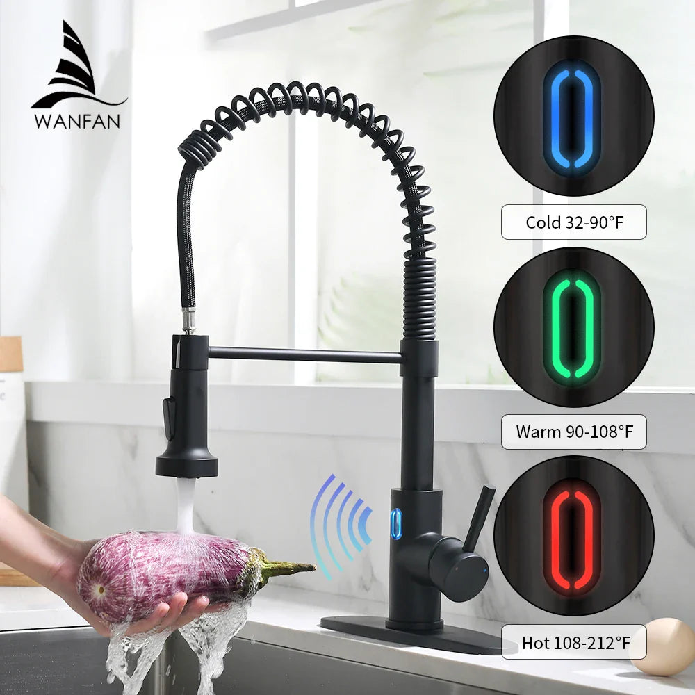 Touchless LED Light Kitchen Sink Faucet