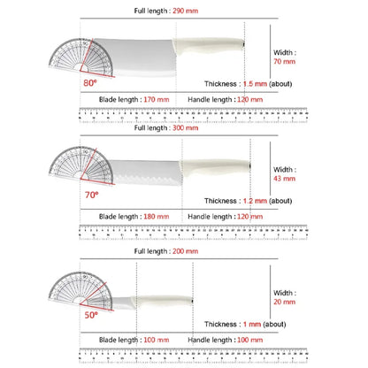 White kitchen knife set, view 6